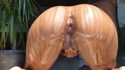 All oiled up for you, now which hole would you choose?