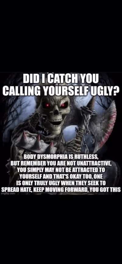 Day 48 of telling you guys to love yourselves! Be proud of who you are! Don’t let society judge you for being yourself. It’s okay to want to improve, but not okay to hate yourself. Please if you need someone to just vent to I’m always here. I may not be a