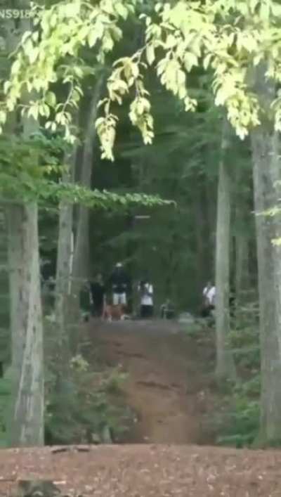 Disc golfer Kevin Jones throws a 530 foot hole-in-one