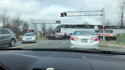Car Gets Hit by Tram