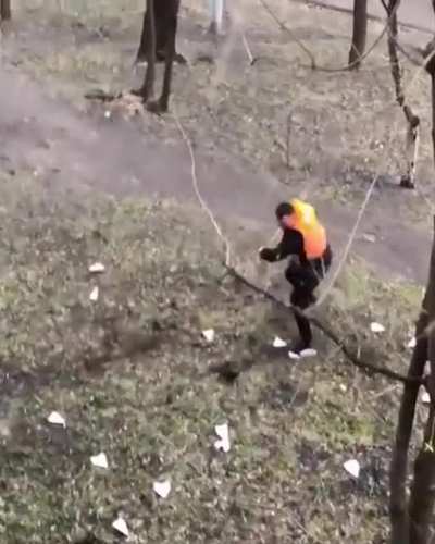 Happy janitor