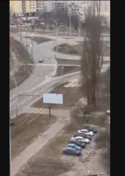 Russian tank ramming and driving over civilian car