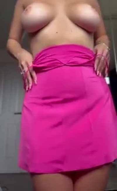 Stripping out of this pretty dress