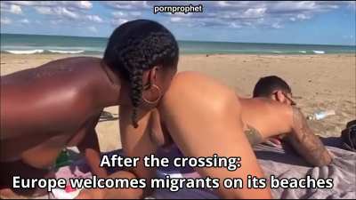 After the crossing: Europe welcomes migrants on its beaches
