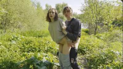 cute couple fucks in the forest