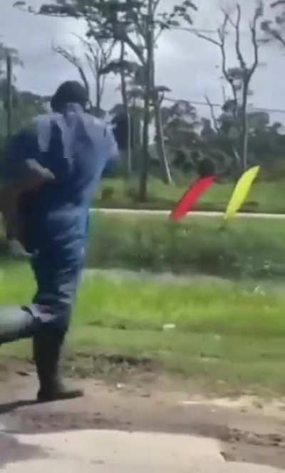 Boy is running like he got the last clue to the mystery…