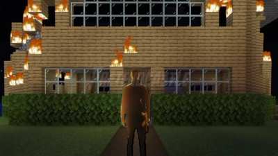 Me watching my friend's house burn down cuz he killed my dog: