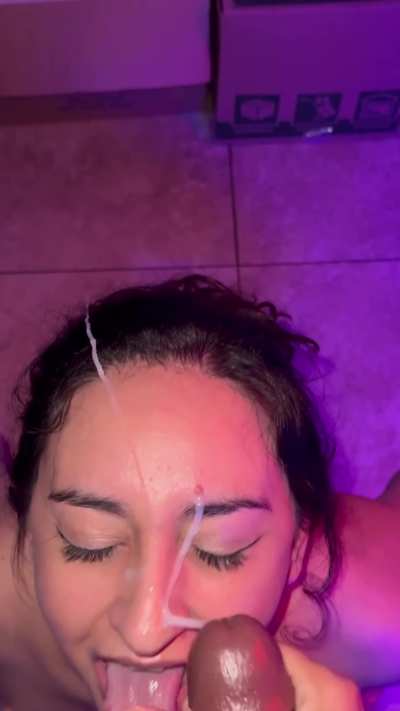 On my knees catching every drop like a good cumslut