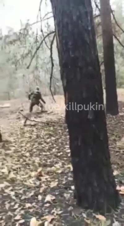 Angry Chechens fighting against trees somewhere in Ukraine