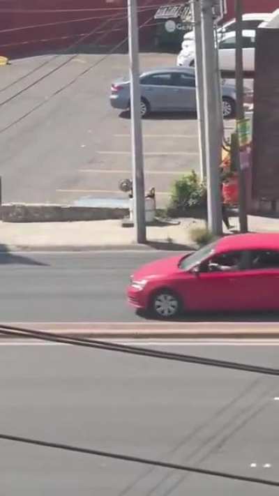 Woman throws herself in front of a moving vehicle on Leones Avenue in Monterrey, Mexico.