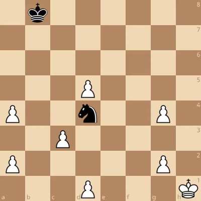 Oh no! Black's Knight was trapped by 7 pawns, but can you find a way to save it?