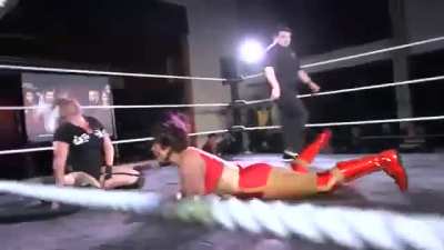 Britenay straight up kicked between the legs by Carmen Rose