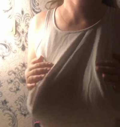 playing with boobs in tank top 😉