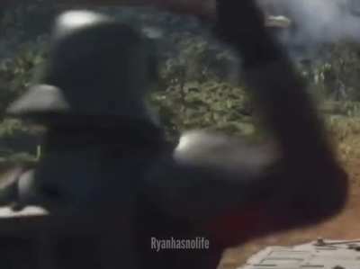 Mando throws a spear…