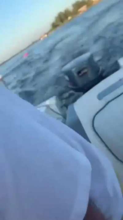 Skipper drives over tubing line