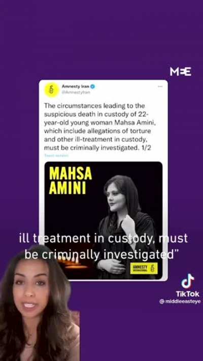 MahsaAmini 22 yo Iranian woman was brutally murdered by Sharia police in Iran