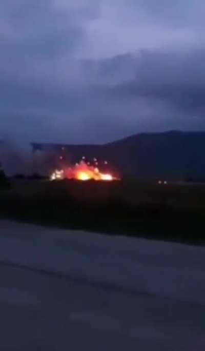Ukraine strikes a Russian ammo depot in Crimea and was still cooking off after 2hrs