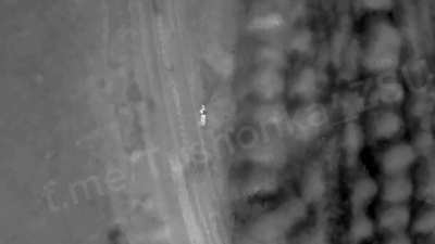 Russian soldier gets headshoted by an drone droped munition 