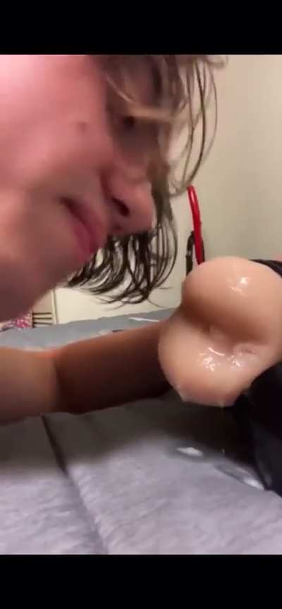 Cleaning his bros fleshlight 😈