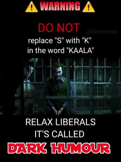 Relax snowflakes it's just a dark humour danky dank joke 😎😈😏