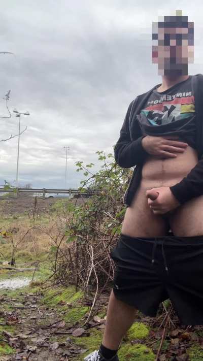 Jerking next to the highway 