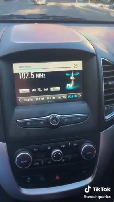 Some sort of message interrupting music on the radio?
