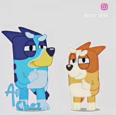 Bluey and Bingo mewing in that one episode (The Quiet Game)