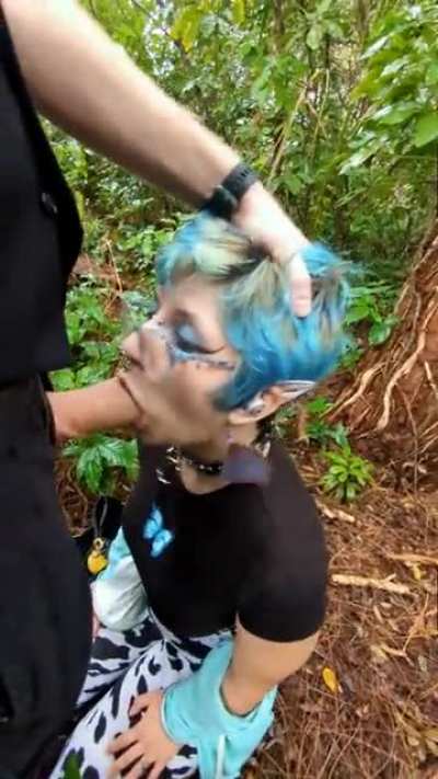 A little rain is no reason to not get a sneaky blowjob at a park