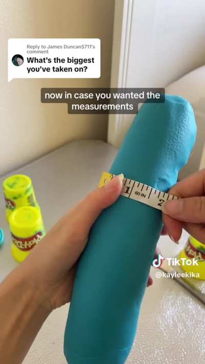 IRUTR @kayleekika on TikTok recreating the biggest dong she's ever taken out of putty