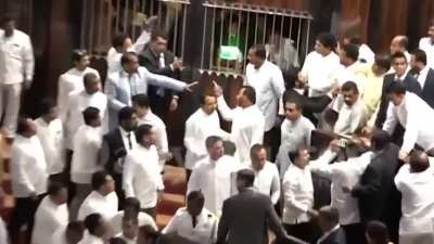 Sri Lankan parliament brawl