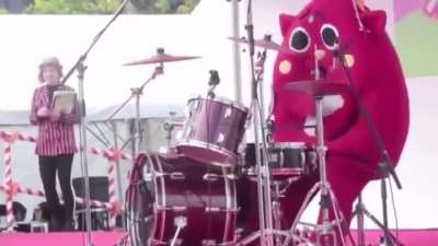 Japanese mascot Nyango Star: part cat, part apple - and all metal.