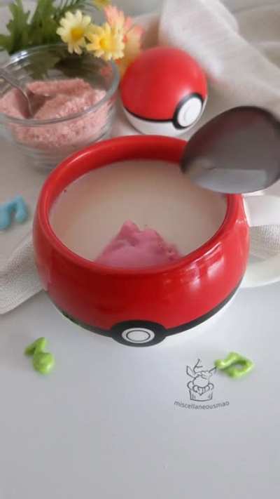 I made Jigglypuff strawberry white hot chocolate bombs with homemade marshmallows inside
