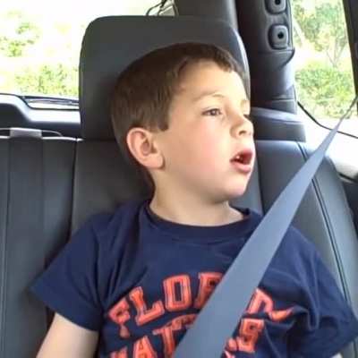 Kid after dentist surgery.