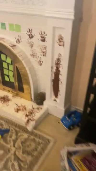 My 4 year old sister and 2 yea old brother decided it was a great idea to put Nutella all over the living room