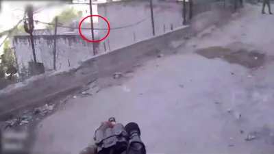 Israeli Border Police eliminate Adam Farj (white shirt), a senior in the Al-Aqsa Martyrs brigades in a raid in Balata Camp in Nablus, along with first person sniper footage of the battles that ensued in the camp where several other Palestinian gunmen were