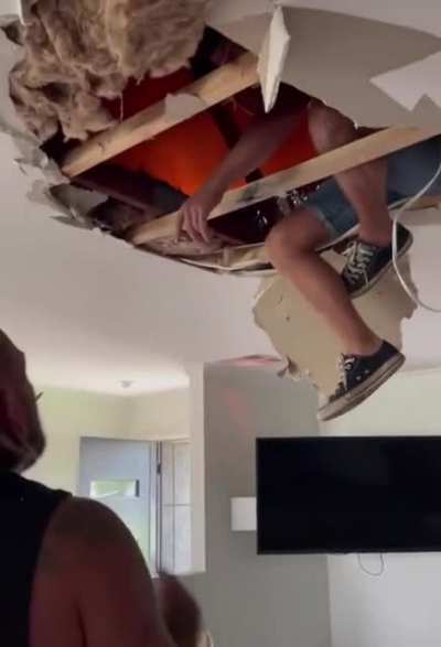 Casually fighting off house fire