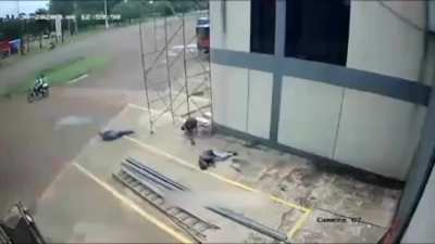 WGCW Pushing a tall metal structure under live exposed wires