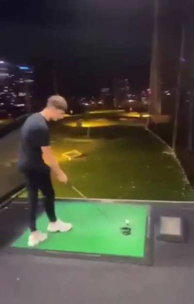 Drunk at the driving range.