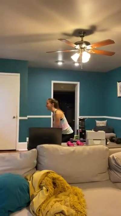 Helping my wife with her workout while I play Mario64 (sound on)