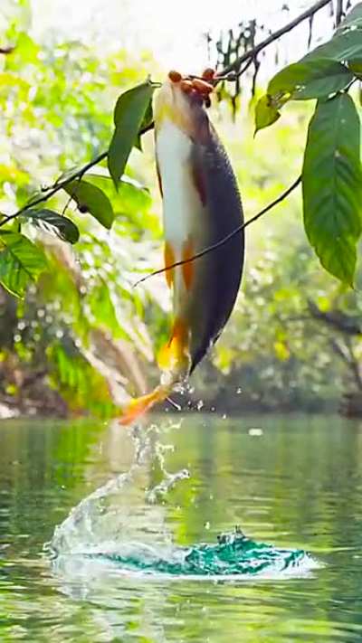 🔥 Vegetarian carp performs very risky maneuver