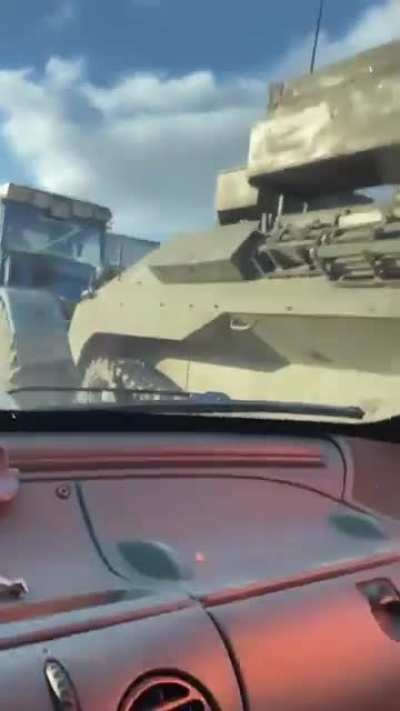 Ukrainian throwing molotov on an APC : )