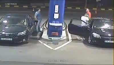 Gas station worker takes precautionary measures after customer refused to put out his cigarette
