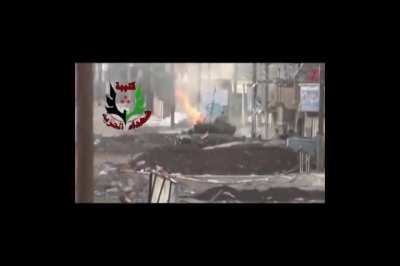 FSA RPG attack on an SAA tank causes an extended cook-off - 2013