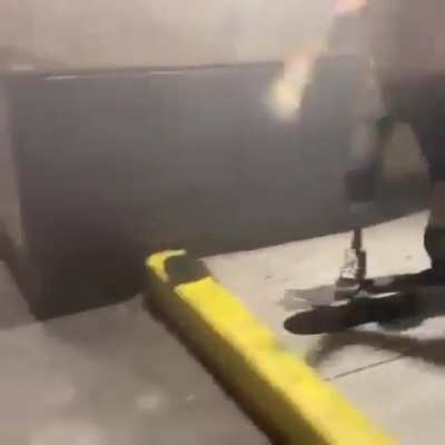 Kicked himself on the head.