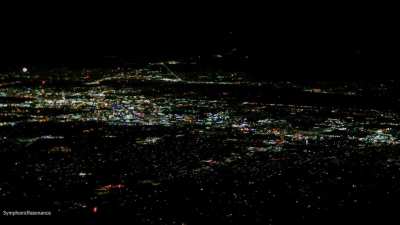 View of fireworks from the mountain