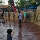 He thought it would be so cool to be splashed by a roller coaster