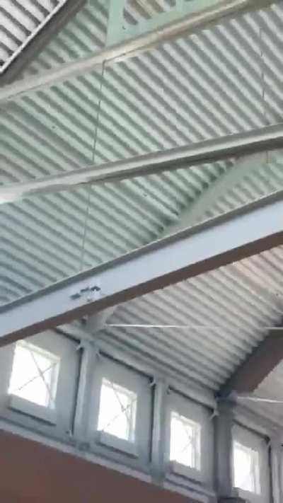 A glass panel in this mall fell on someone’s head and you can see the trail of blood