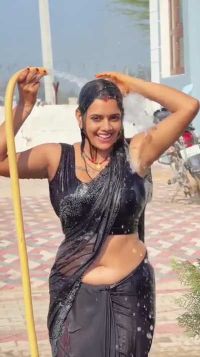 Shower in saree