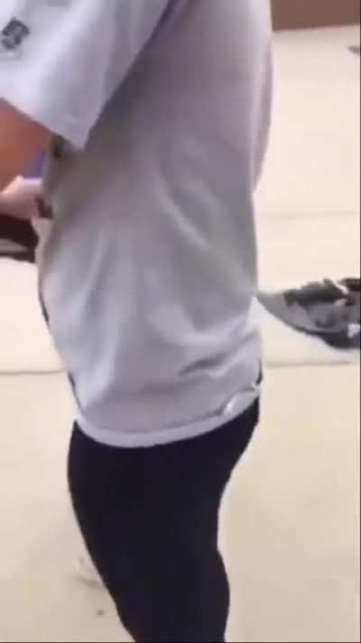 Hit her face on bench while doing backflip.....