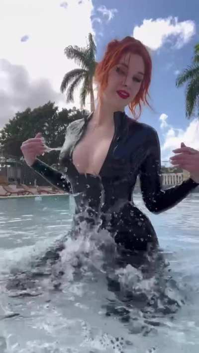 Some people use sunscreen in the pool, I just wear my catsuit